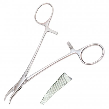 Затискач кровоспинний, по Brown, нейрохірургічний, зігнутий. Довжина 14,5 см